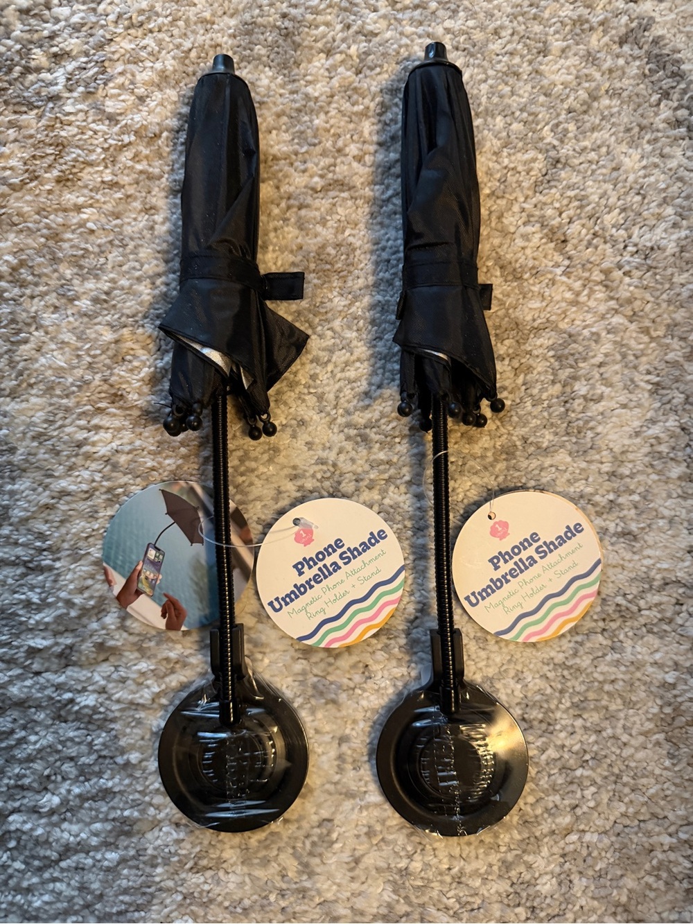 Target Bullseye’s Playground cell phone umbrellas, set of 2, black NWT!
